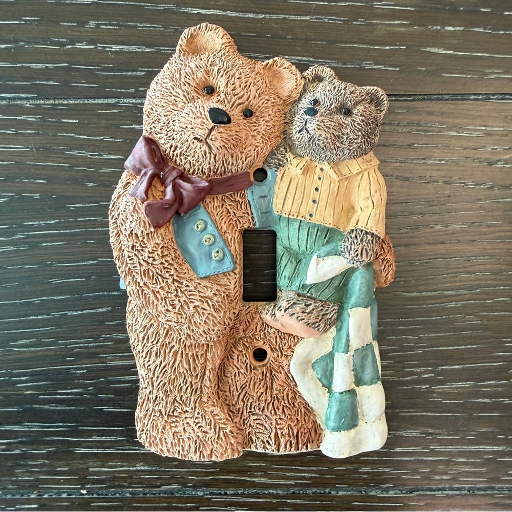 Teddy Bear Light Switch Cover Baby‎ Boy & Dad Figures Vintage